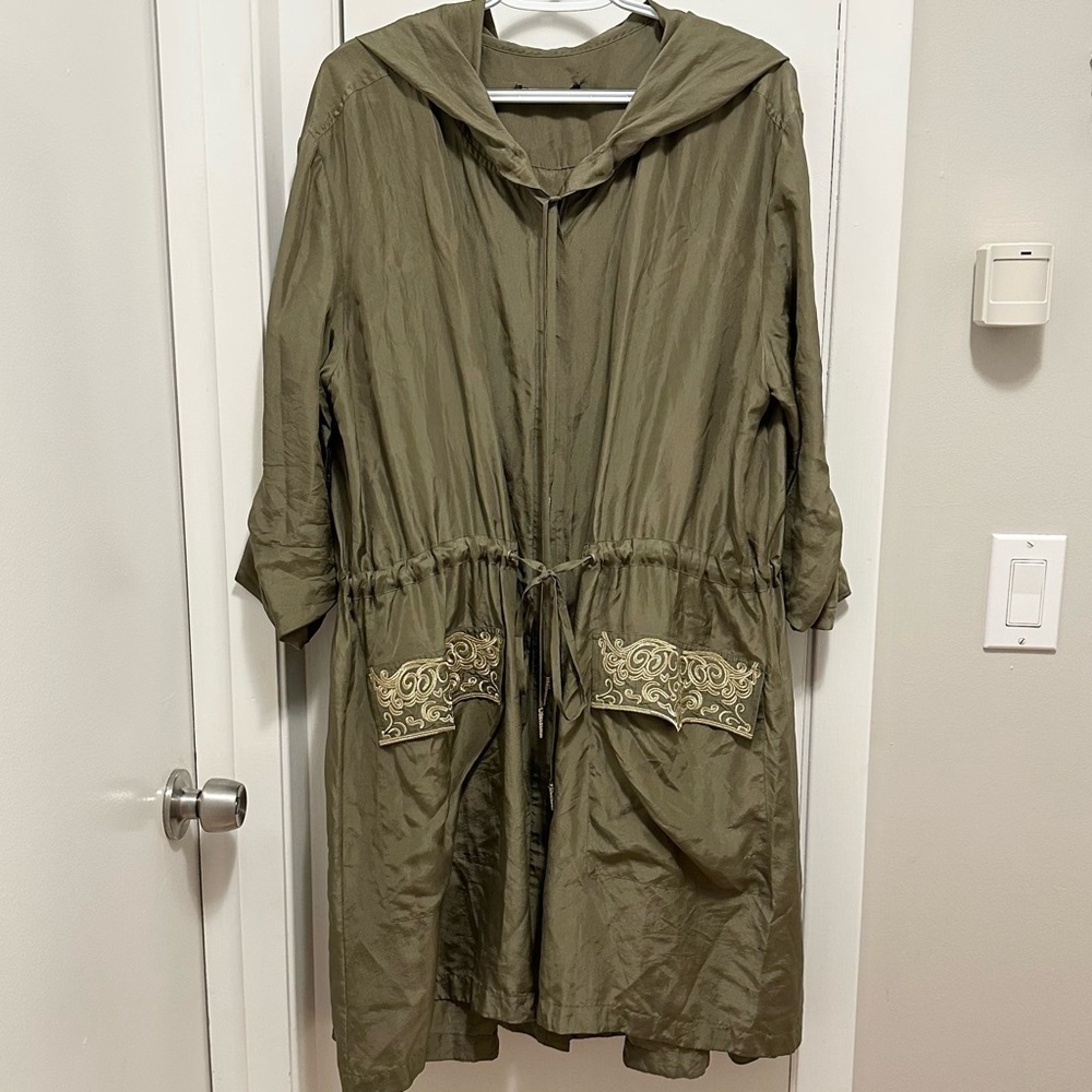 Marchesa Voyage Spring 2014 SAMPLE Rare Olive Green Utility Hooded Jacket 4 Zip